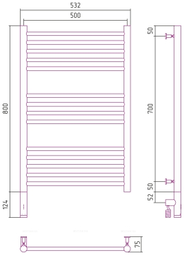 Полотенцесушитель электрический Сунержа Богема 3.0 80х50 см 00-5804-8050 без покрытия - 4 изображение