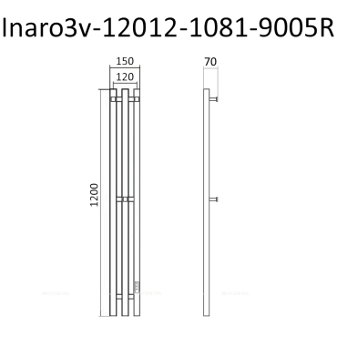 Полотенцесушитель электрический Маргроид Inaro профильный 120х15 см Inaro3v-12012-1081-9005R матовый черный - 5 изображение