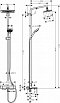 Душевая стойка Hansgrohe Croma E Showerpipe 280 1jet 27687000 c термостатом и изливом для ванны, хром - 2 изображение