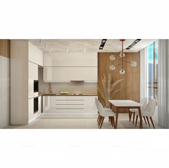 Дизайн Кухня в стиле Современный в бежевом цвете №12795 - 2 изображение