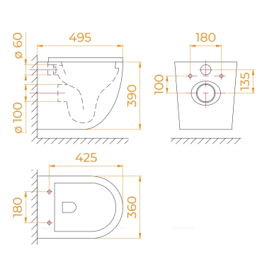 Унитаз подвесной безободковый RGW 65420244-01 с крышкой-сиденьем микролифт, белый - 2 изображение