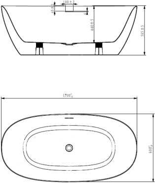 Акриловая ванна Art&Max Genova 170х80 см AM-GEN-1700-800, белый - 3 изображение