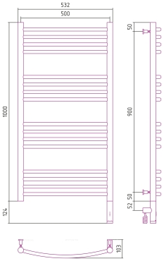Полотенцесушитель электрический Сунержа Богема 3.0 100х50 см 00-5803-1050 без покрытия - 4 изображение