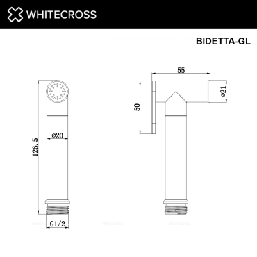 Гигиенический душ Whitecross Y gold BIDETTA-GL , 1 режим, d 2,6 см., золото - 3 изображение