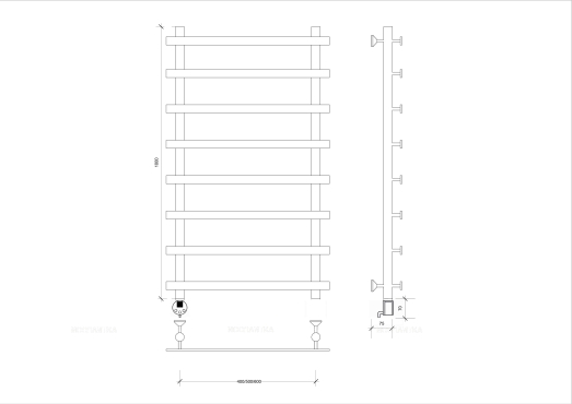 Полотенцесушитель электрический Secado Понтида 1 100х70 см 4603777456566 L, хром - 2 изображение