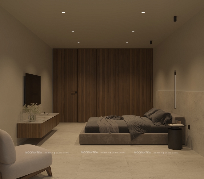 Дизайн Спальня в стиле Минимализм в бежевом цвете №13245 - 3 изображение