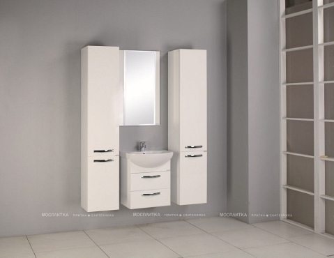 Шкаф-пенал Aquaton Ария М с бельевой корзиной, белый глянец - 6 изображение