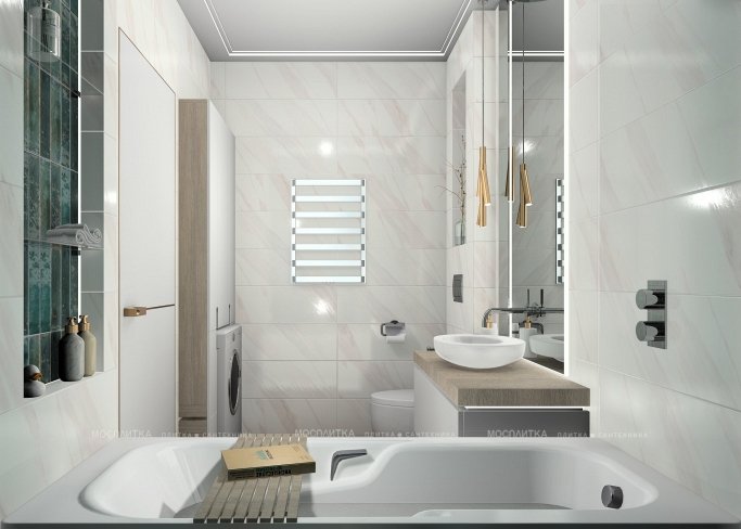 Дизайн Ванная в стиле Современный в белом цвете №12672 - 6 изображение