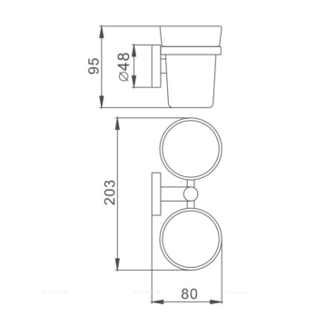 Стакан для ванной комнаты двойной Haiba HB1708, хром - 2 изображение