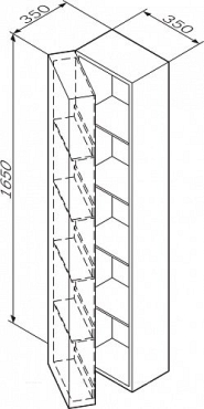 Шкаф-пенал Am.Pm Spirit 2.0 M70ACHL0356WG, подвесной, левый, 35 см, фасад с полочками, push-to-open - 9 изображение