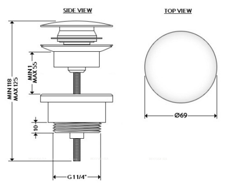 Донный клапан Galassia Dream 9916SV клик-клак с керамической крышкой, сальвия - 2 изображение