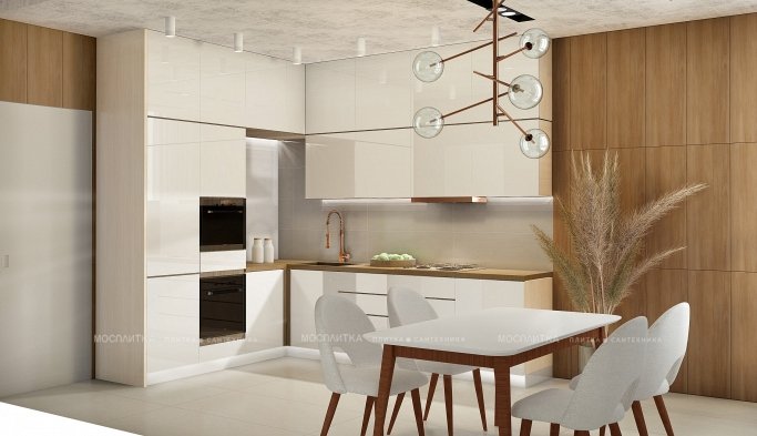 Дизайн Кухня в стиле Современный в бежевом цвете №12795 - 6 изображение