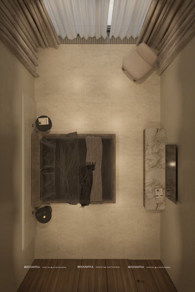 Дизайн Спальня в стиле Минимализм в бежевом цвете №13245 - 2 изображение