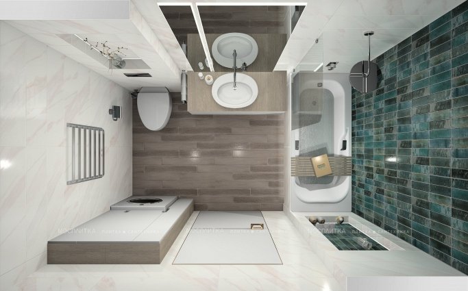 Дизайн Ванная в стиле Современный в белом цвете №12672 - 2 изображение