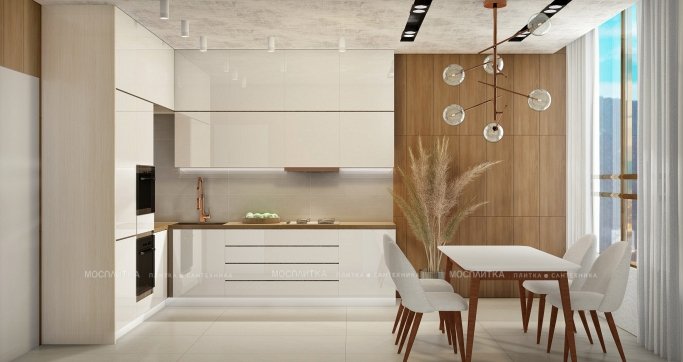 Дизайн Кухня в стиле Современный в бежевом цвете №12795