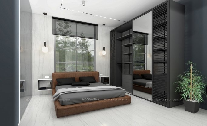 Дизайн Спальня в стиле Лофт в сером цвете №13017 - 3 изображение