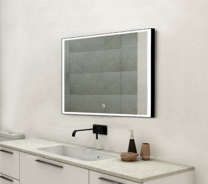 Зеркало Art&Max Arezzo 120 см AM-Are-1200-800-DS-FC-H-Nero с подсветкой, черный - 3 изображение