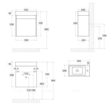 Тумба для комплекта Art&Max Family 50 см Family-500-1D-SO-BL белый глянец - 3 изображение