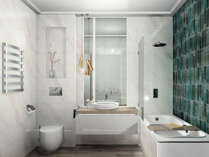 Дизайн Ванная в стиле Современный в белом цвете №12672 - 8 изображение