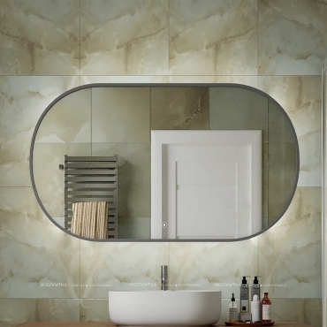 Зеркало Art&Max Bari 70 см AM-Bar-700-1200-DS-F с подсветкой, графит матовый - 2 изображение