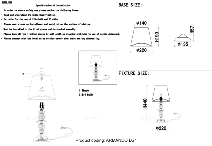 Настольная лампа Crystal Lux ARMANDO LG1 GOLD - 3 изображение